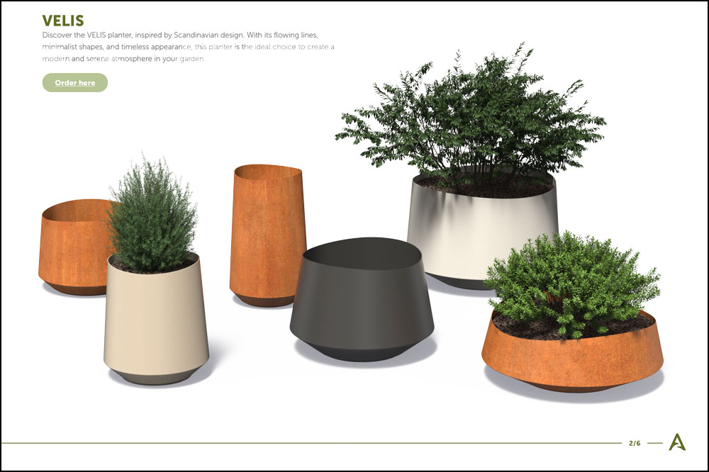 ADEZZ ALUMINIUM LOW AND TALL SQUARE VELIS BOULE PLANTER