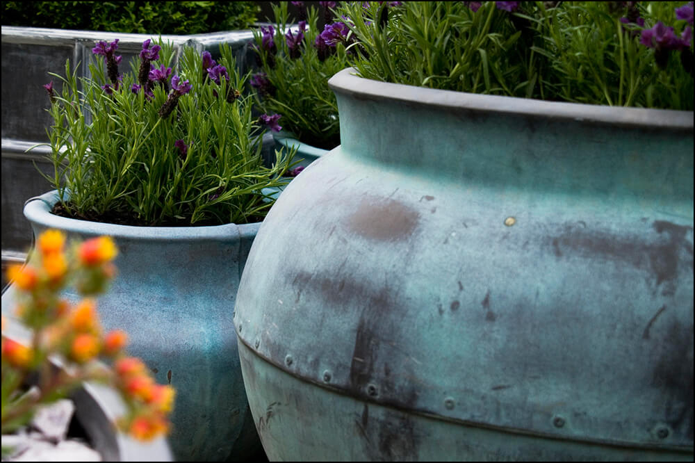 Young Lockdown Gardener with Glazed Terracotta Pots by Riverhill Garden Supplies