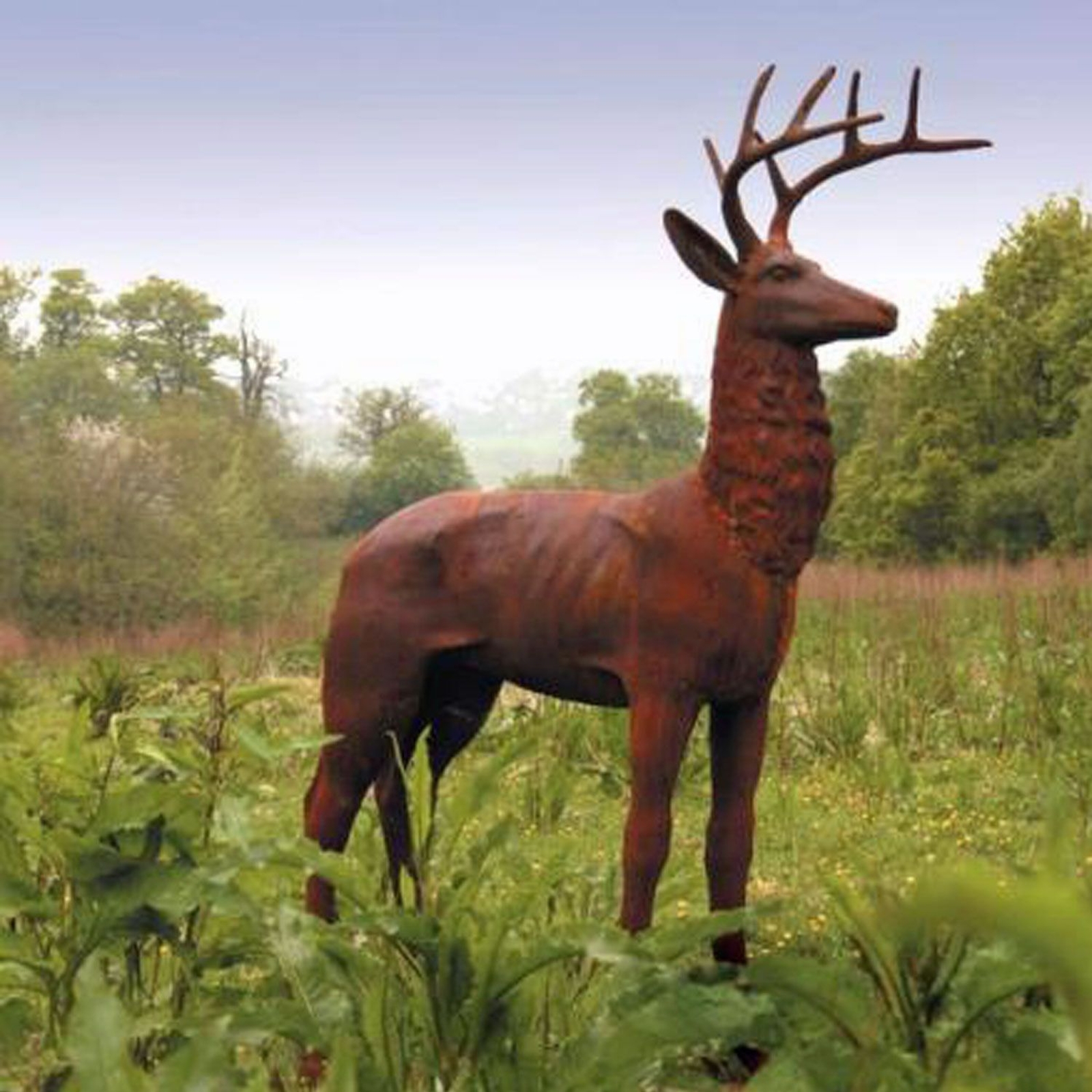 Cast Iron Life Size Stag Statue H180cm x W43cm x L120cm G00006