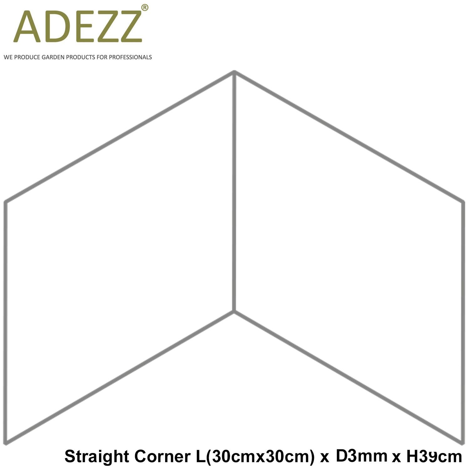 2/3mm STRAIGHT CORNER L(30cmx30cm) Galvanized Steel Edging (5 sizes