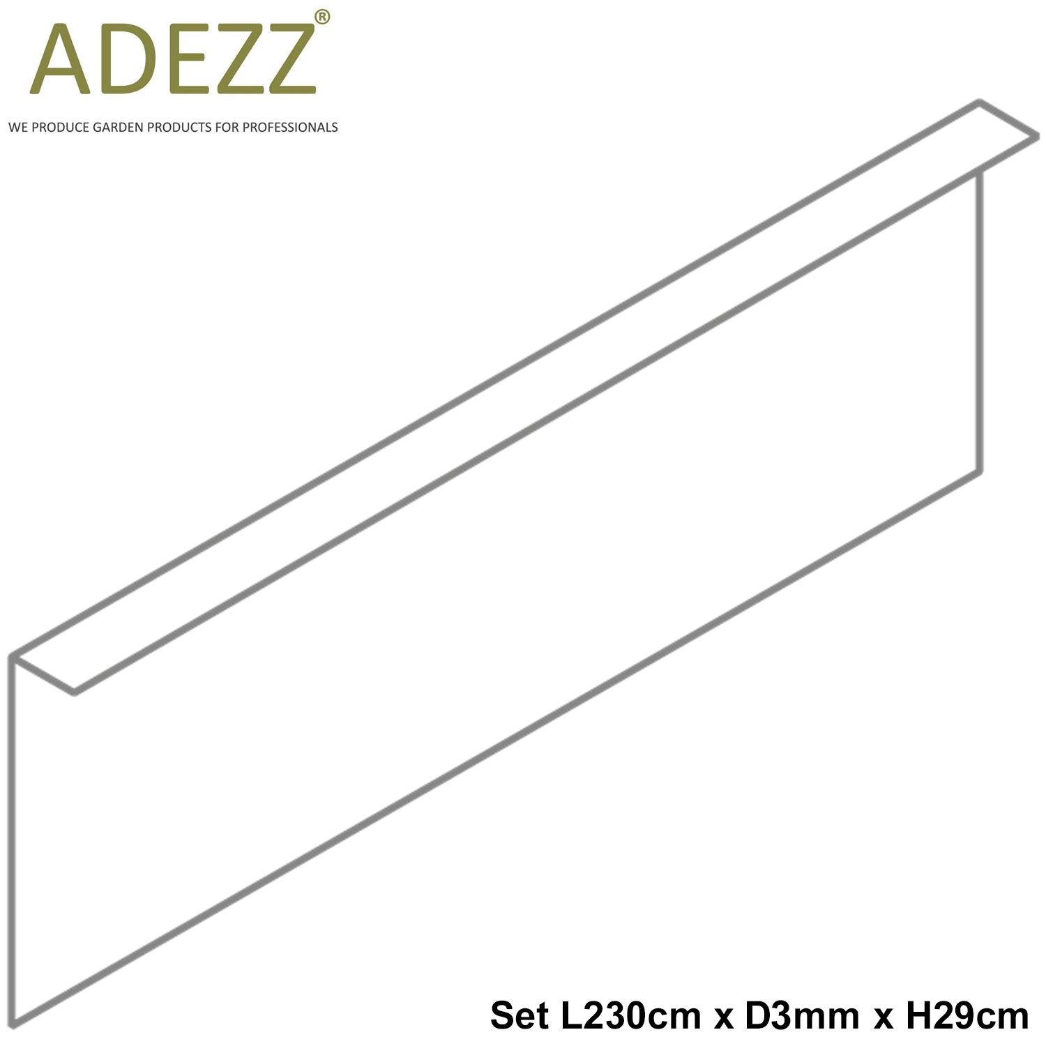 2/3mm SET L230cm Galvanized Steel Edging (5 sizes) L230cm x D3mm x