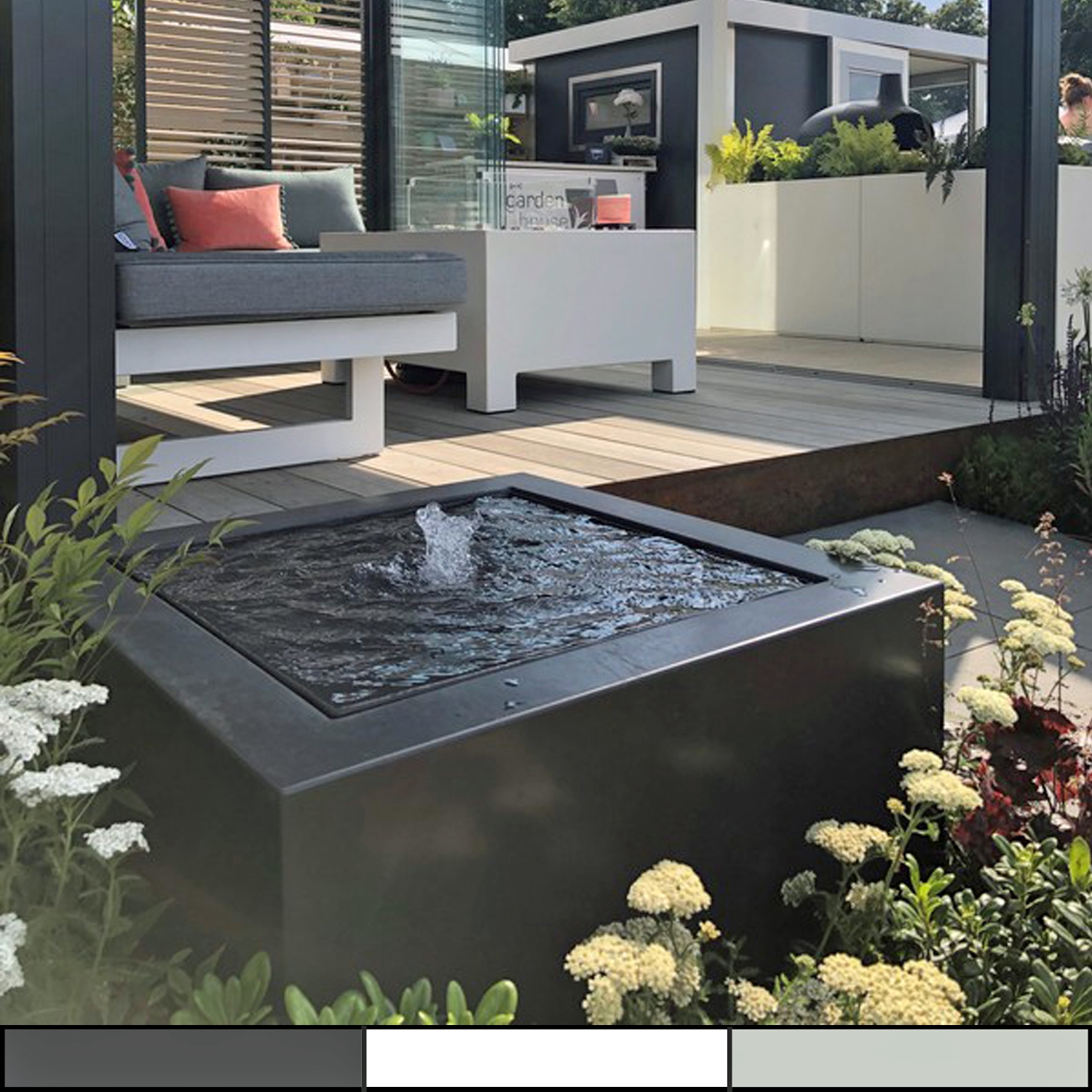 ADEZZ Aluminium Water Table L120cm x D120cm x H40cm (1 Fountain + LED