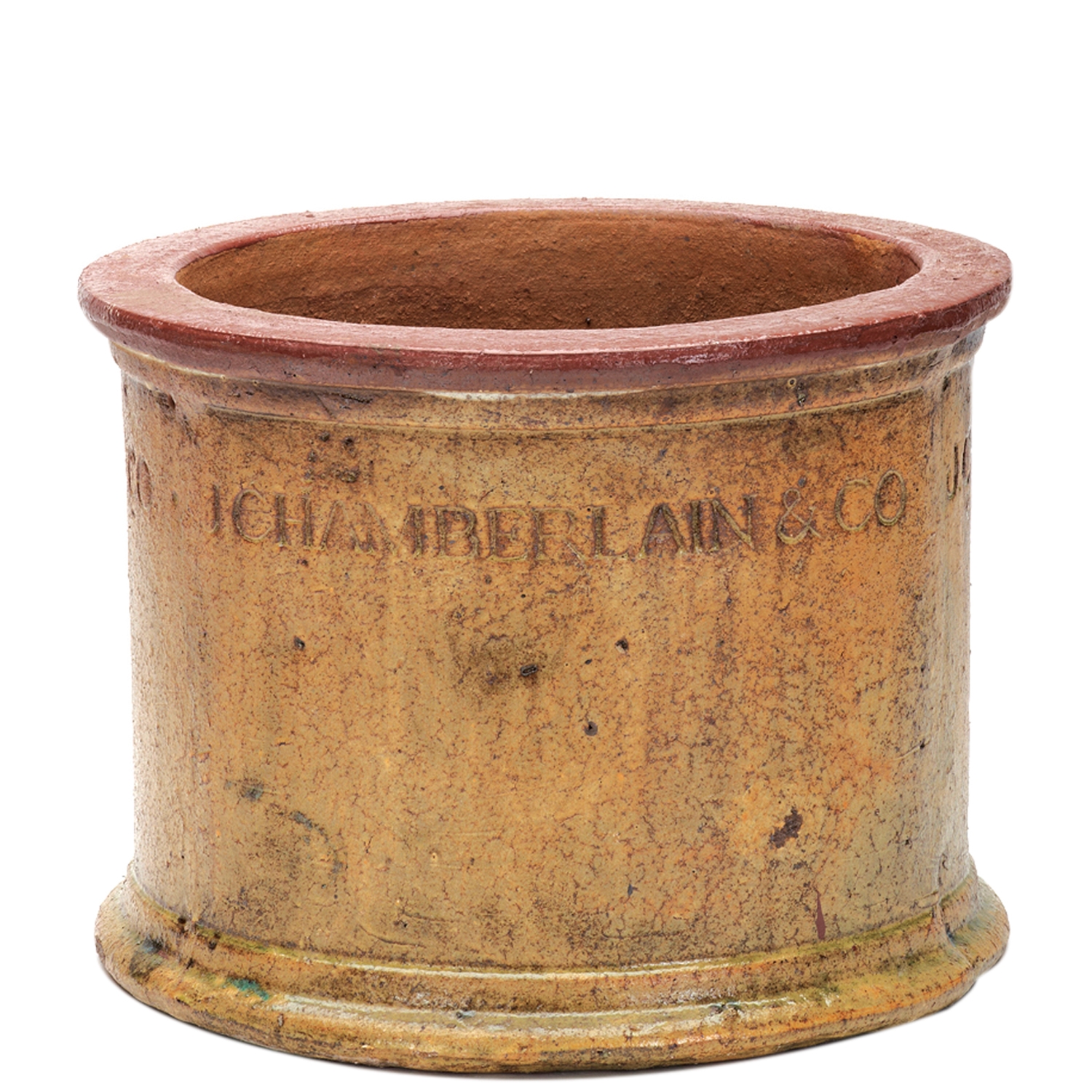 J Chamberlain & Co Antique Yellow Rustic Cylinder Planter (2 sizes