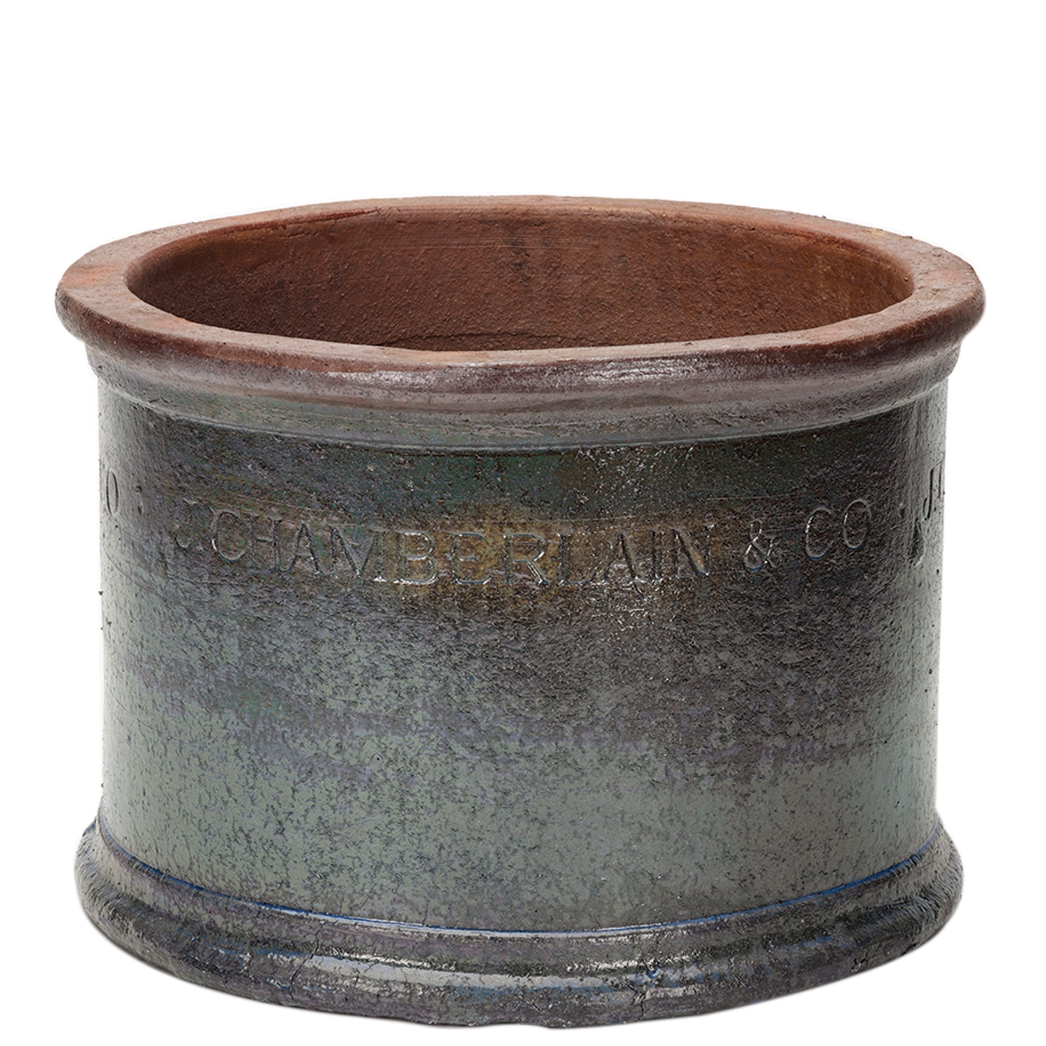 J.Chamberlain & Co Antique Blue Rustic Cylinder Planter AA0148 J